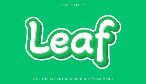 Leaf editable text effect with 3d style Stock Illustration
