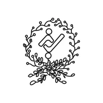 Leaf Emblem People Commitment Teamwork Together Outline Logo Stock Illustration