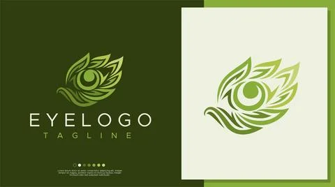 Leaf eye logo design template. Eco eye logo vector branding. Illustrazione stock