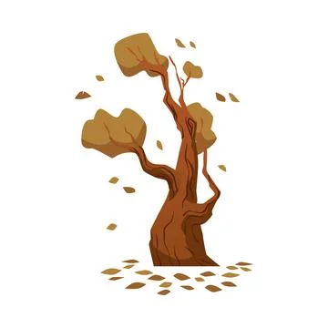 Leaf fall on autumn oak tree, flat vector illustration isolated on white Stock Illustration