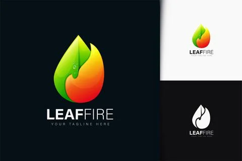 Leaf fire logo design with gradient Stock Illustration