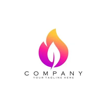 Leaf fire logo design vector Stock Illustration