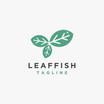 Leaf fish logo icon vector template on white background Stock Illustration