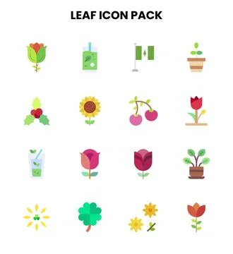 Leaf Flat Scalable Icons Pack Stock Illustration