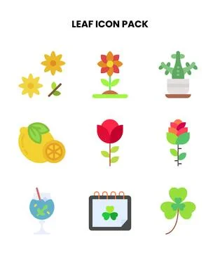 Leaf Flat Set Icons Pack Ilustração Stock