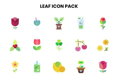 Leaf Flat UI Icons Pack Stock Illustration