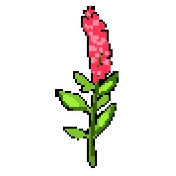 Leaf flower branch pixel art vector illustration Stock Illustration