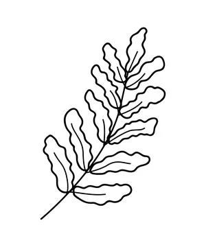 A leaf of a forest tree icon. Vector illustration of a cartoon branch with .. Stock Illustration