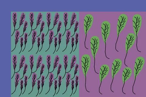 Leaf form on pastel background,striped Stock Illustration