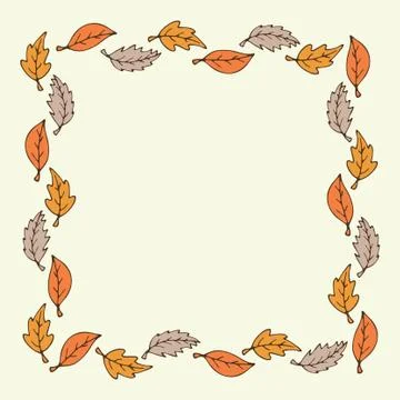 Leaf frame. Autumn background with leaf pattern Stock Illustration