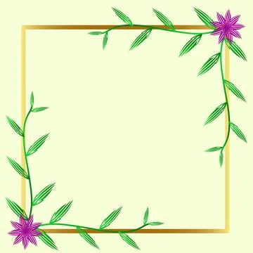 Leaf frame with gold gradient border isolated on white background vector desi Stock Illustration