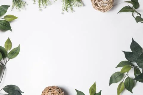 Leaf frame on white Stock Photos