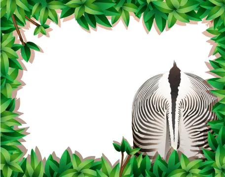 Leaf frame with zebra イラスト素材