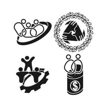 Leaf gear money Commitment Teamwork Together Black Logo 스톡 일러스트