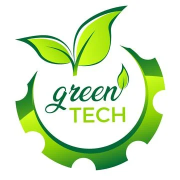 Leaf, gear wheel - envirenmet icon - green tech logo design Stock Illustration