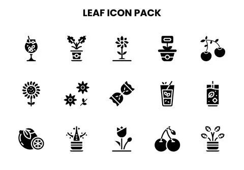 Leaf Glyph Collection Icons Pack Ilustração Stock