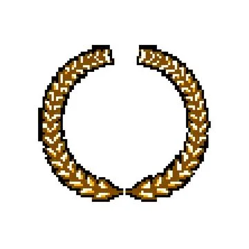 Leaf gold laurel pixel art vector illustration Stock Illustration