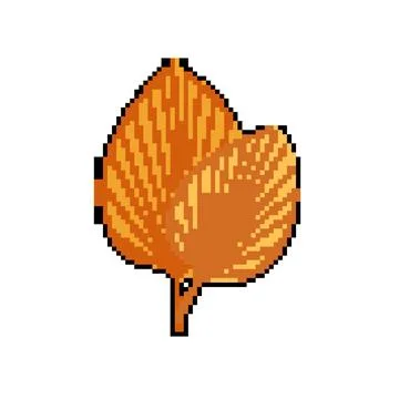 Leaf gold leaves pixel art vector illustration Stock Illustration
