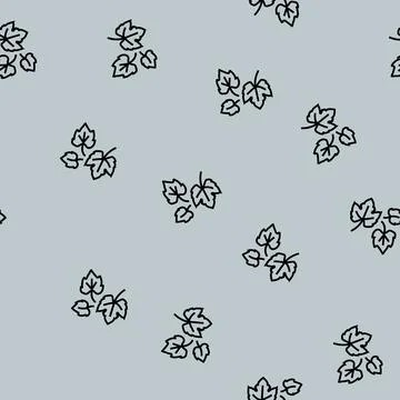 Leaf grape green line seamless pattern Stock Illustration
