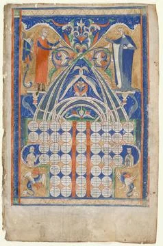 Leaf from Gratian's Decretum: Table of Affinity, c. 1270-1300. Italy, proba.. Stock Photos