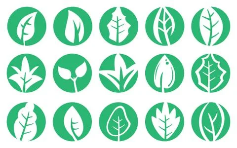 Leaf in Green Circle Nature Vector Symbol Design Stock Illustration