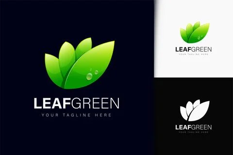 Leaf green logo design with gradient Stock Illustration