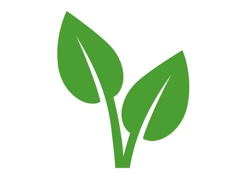 Leaf green nature icon. Vector flat illustration of two growing leaves isol.. Stock Illustration