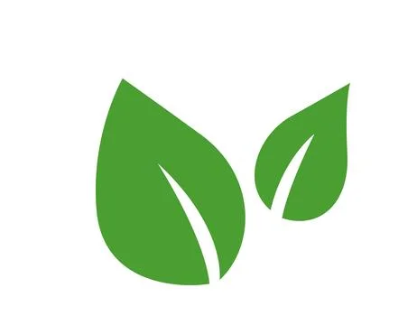Leaf green nature icon. Vector flat illustration of two small leaves pointi.. Stock Illustration