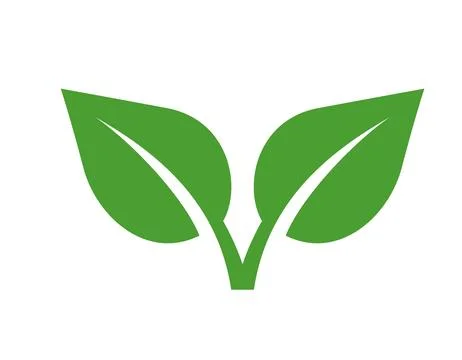 Leaf green nature icon. Vector flat illustration of two wide horizontal lea.. Stock Illustration