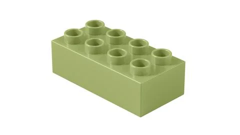 Leaf Green Plastic Lego Block Isolated on a White Background. Stock Illustration