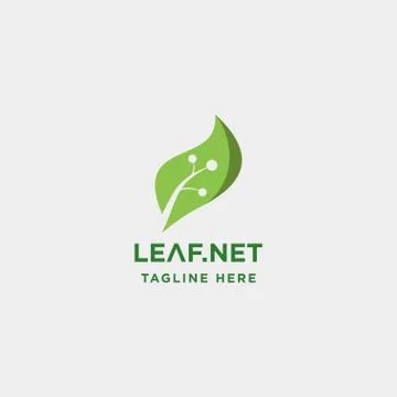 Leaf green technology logo design nature tech symbol icon Illustrazione stock