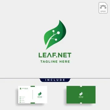 Leaf green technology logo design nature tech symbol icon Stock Illustration