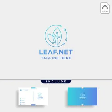 Leaf green technology logo design nature tech symbol icon Illustrazione stock