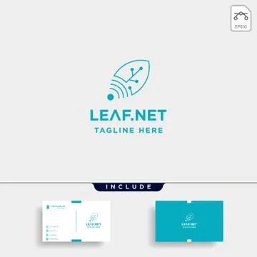 Leaf green technology logo design nature tech symbol icon Illustrazione stock