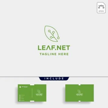 Leaf green technology logo design nature tech symbol icon Illustrazione stock