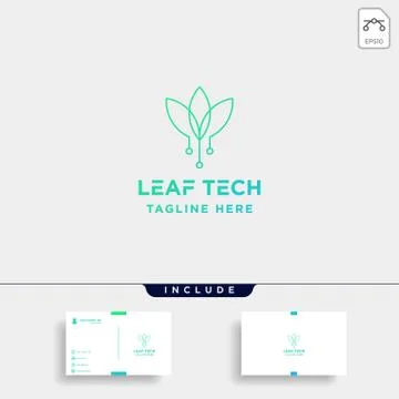 Leaf green technology logo design nature tech symbol icon Illustrazione stock