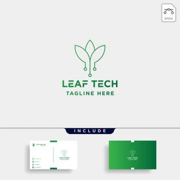 Leaf green technology logo design nature tech symbol icon Stock Illustration