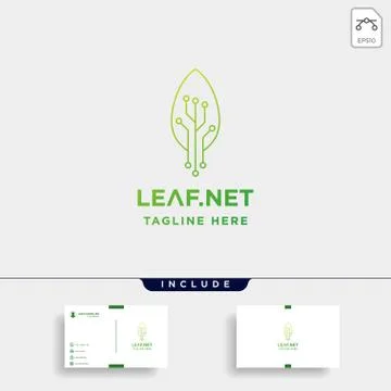 Leaf green technology logo design nature tech symbol icon Stock Illustration