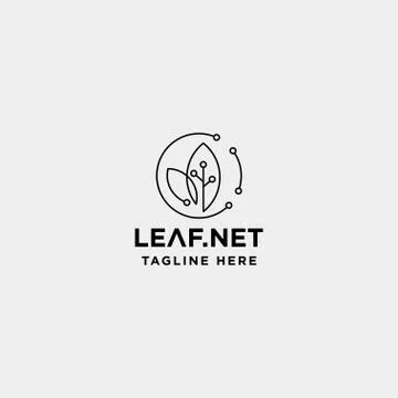 Leaf green technology logo design nature tech symbol icon Illustrazione stock