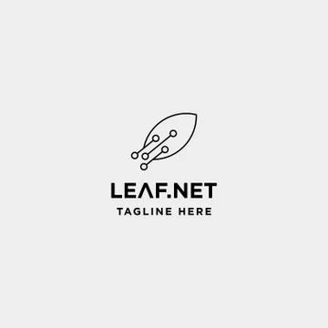 Leaf green technology logo design nature tech symbol icon Illustrazione stock