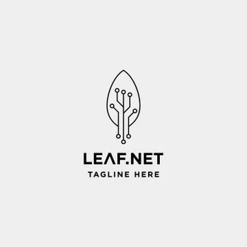 Leaf green technology logo design nature tech symbol icon Illustrazione stock