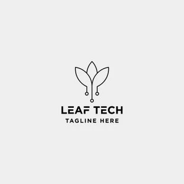 Leaf green technology logo design nature tech symbol icon Illustrazione stock
