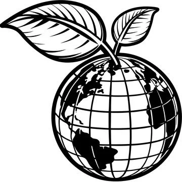 Leaf Growing from Earth Globe Environment Icon Stock Illustration