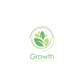 Leaf Growth Logo Design Template Flat Style Vector Illustration Stock Illustration