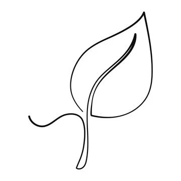 Leaf hand drawn one continuous line art .Vector illustration Stock Illustration