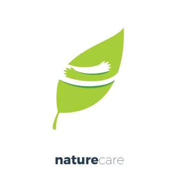 Leaf with hand embrace. Isolated Vector Illustration Stock Illustration