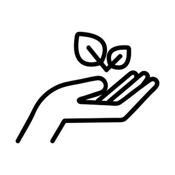 Leaf in the hand icon vector. Isolated contour symbol illustration 스톡 일러스트