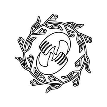 Leaf hand rotation Commitment Teamwork Together Outline Logo Illustrazione stock