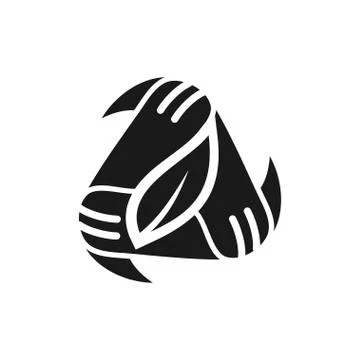 Leaf hand triangle Commitment Teamwork Together Black Logo Stock Illustration