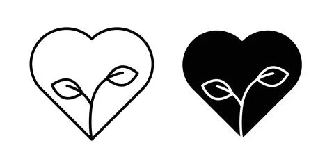 Leaf heart icon Illustration designs pack for Web Stock Illustration